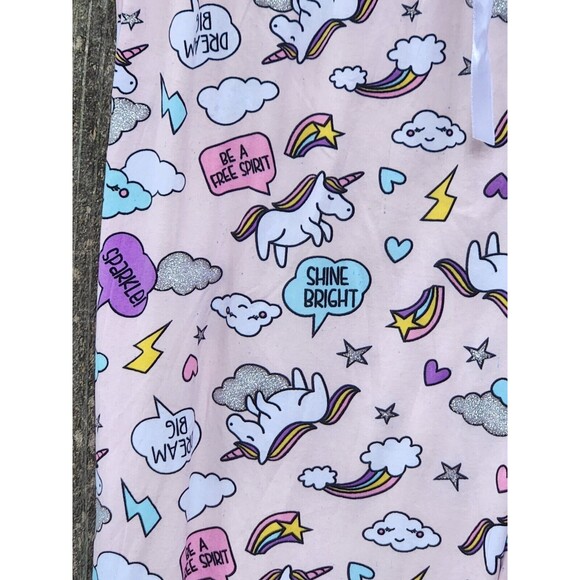 Unicorn Pajama Sleep Lounge Pants Pink Women's 1X Tall Glitter Bottoms Rainbows - Picture 1 of 12